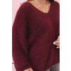 Dámský svetr IT92 z mohairu volného střihu s výstřihem do V (Velikost UNI, Barva Smetanová)