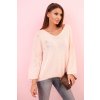 Dámský svetr IT92 z mohairu volného střihu s výstřihem do V (Velikost UNI, Barva Smetanová)