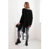 Svetr dámský vlněný asymetrický Plus Size s výstřihem do V (Velikost UNI, Barva Černá)