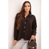 Dámská elegantní košile z viskózy s ozdobnými knoflíky (Velikost UNI, Barva Černá)