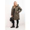 Dámská zimní prošívaná bunda Plus Size s kapucí (Velikost UNI, Barva Béžová)