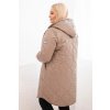 Dámská zimní prošívaná bunda Plus Size s kapucí (Velikost UNI, Barva Béžová)