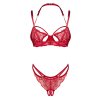 Komplet Obsessive Matildea 2-pcs crotchless set (Velikost L/XL, Barva Červená)