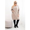 Dámské šaty Plus Size máslo s kapsou a rukávem 3/4 khaki (Velikost UNI, Barva Fialová)
