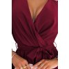 BINDY Ženské šaty s výstřihem - Vínová barva 339-3 (Velikost S/M, Barva Bordó)