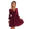 BINDY Ženské šaty s výstřihem - Vínová barva 339-3 (Velikost S/M, Barva Bordó)