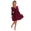 Numoco BINDY Ženské šaty s výstřihem - Vínová barva 339-3 (Velikost S/M, Barva Bordó)