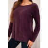 Svetr dámský z měkké pleteniny s kulatým výstřihem (Velikost UNI, Barva Fialová)