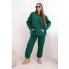 Dámský teplákový komplet zateplený z bavlny s kapucí (Velikost UNI, Barva Zelená)