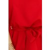 Numoco SOFIA Motýlí šaty s kravatou v pase - červené 287-35 (Velikost L/XL, Barva Červená)
