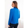 Dámská viskózová blůza s vysokým límcem a dlouhým rukávem (Velikost UNI, Barva Modrá - tmavě)