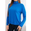 Dámská viskózová blůza s vysokým límcem a dlouhým rukávem (Velikost UNI, Barva Modrá - tmavě)