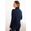 Dámská viskózová blůza s vysokým límcem a dlouhým rukávem (Velikost UNI, Barva Modrá - tmavě)
