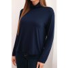 Dámská viskózová blůza s vysokým límcem a dlouhým rukávem (Velikost UNI, Barva Modrá - tmavě)