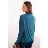 Dámská viskózová blůza s vysokým límcem a dlouhým rukávem (Velikost UNI, Barva Modrá - tmavě)