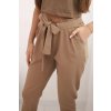 Dámské kalhoty z bavlny s vázáním v pase a zúženými nohavicemi (Velikost UNI, Barva Béžová)