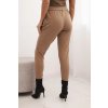 Dámské kalhoty z bavlny s vázáním v pase a zúženými nohavicemi (Velikost UNI, Barva Béžová)