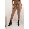 Dámské kalhoty z bavlny s vázáním v pase a zúženými nohavicemi (Velikost UNI, Barva Béžová)