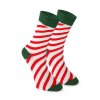 Unisex vánoční ponožky v krabičce – sada 2 párů se Santou a pruhy (Velikost UNI)