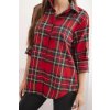 Dámská kostkovaná košile s delším zadním dílem červená (Velikost UNI, Barva Červená)