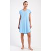 Dámská noční košile s krátkým rukávem Sandra (Barva Modrá - světle, Velikost S)
