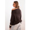 Dámský asymetrický viskózový svetr netopýří (Velikost UNI, Barva Hnědá)