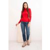 Dámský svetr z viskózy s rolákem a dlouhým rukávem červený (Velikost UNI, Barva Červená)