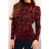 Dámská blůza bordó s sametovým vzorem a stojáčkem (Velikost UNI, Barva Bordó)