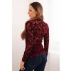 Dámská blůza bordó s sametovým vzorem a stojáčkem (Velikost UNI, Barva Bordó)