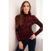 Dámská blůza bordó s sametovým vzorem a stojáčkem (Velikost UNI, Barva Bordó)