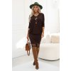 Numoco Pohodlné netopýří šaty s dlouhým rukávem - čokoládové 402-9 (Velikost S/M, Barva Hnědá)