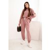 Komplet dámský s volnou mikinou a kalhotami s nápisem LOVE (Velikost UNI, Barva Růžová - tmavě)