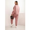 Komplet dámský s volnou mikinou a kalhotami s nápisem LOVE (Velikost UNI, Barva Růžová - tmavě)