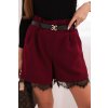 Dámské viskózové šortky ART8767 s krajkou a páskem (Velikost UNI, Barva Hnědá)