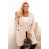 Dámský elegantní sako Plus Size s límcem a velkými kapsami (Velikost UNI, Barva Béžová)