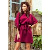 Numoco SOFIA Motýlí šaty se zavazováním v pase - Vínová barva 287-18 (Velikost L/XL, Barva Bordó)