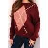 Dámský svetr s geometrickým vzorem s příměsí vlny a alpaky (Velikost UNI, Barva Bordó)