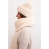 Dámská souprava čepice a šály s pruhy s ozdobou (Velikost UNI, Barva Tělová)