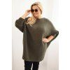 Dámský svetr Plus Size PLUS3 (Velikost UNI, Barva Zelená)