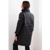 Dámská bunda Plus Size prošívaná s ozdobnými knoflíky a límcem černá (Velikost UNI, Barva Černá)