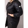 Dámská bunda Plus Size prošívaná s ozdobnými knoflíky a límcem černá (Velikost UNI, Barva Černá)