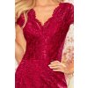 Numoco Krajkové šaty s výstřihem - Vínová barva 316-5 (Velikost M, Barva Bordó)