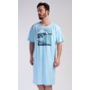 Pánská noční košile s krátkým rukávem Wander (Barva Modrá - světle, Velikost M)
