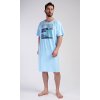 Pánská noční košile s krátkým rukávem Wander (Barva Modrá - světle, Velikost M)