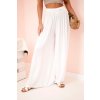 Široké dámské kalhoty  Holy s elastickým pasem (Velikost UNI, Barva Bílá)