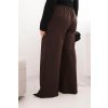 Dámské kalhoty Plus Size s širokou nohavicí a elastickým pasem (Velikost UNI, Barva Hnědá)
