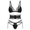 Set Obsessive Lobellis 3-pcs set (Velikost XL/2XL, Barva Černá)