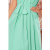 Numoco ALIZEE - šifónové šaty s vázáním - Mátová barva 350-5 (Velikost XL, Barva Zelená)