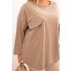 Dámská blůza Plus Size s bavlnou, kapsou a ohrnovacími rukávy Hilda (Velikost UNI, Barva Černá)