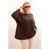 Dámská blůza Plus Size s bavlnou, kapsou a ohrnovacími rukávy Hilda (Velikost UNI, Barva Černá)
